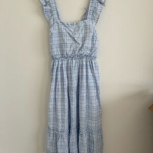 Blue Plaid Midi Dress